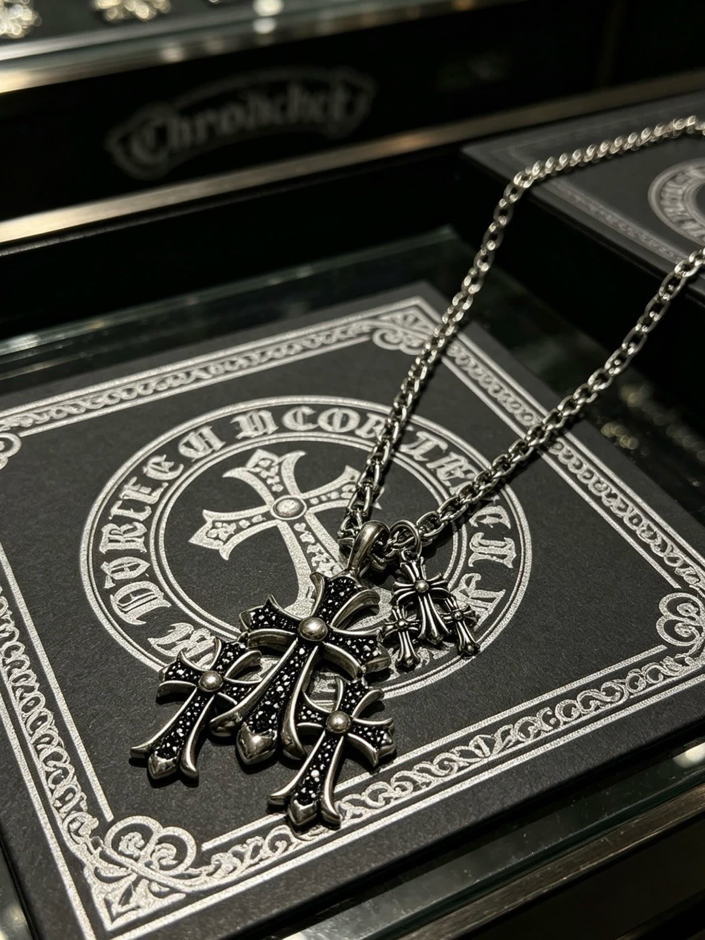 Chrome Hearts Silver Cross Pendant Necklace